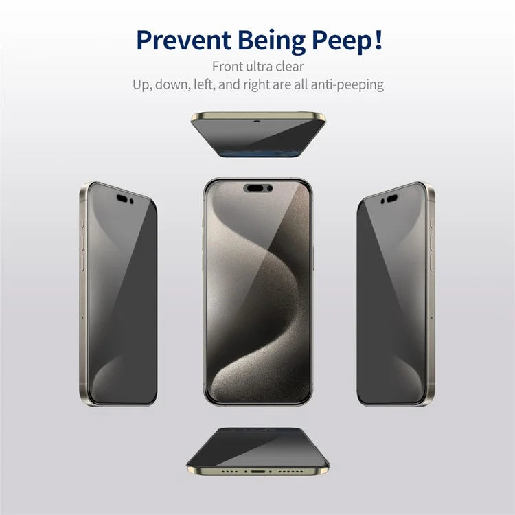 ENKAY HAT PRINCE 5Pcs For iPhone 15 Pro Max Anti-peep Screen Protector Full Glue Silk Printing Film
