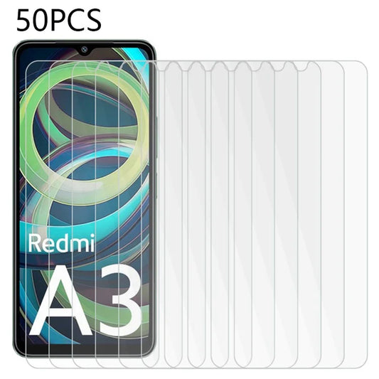 50PCS For Xiaomi Redmi A3 Tempered Glass Screen Protector Ultra Clear Anti-explosion Film
