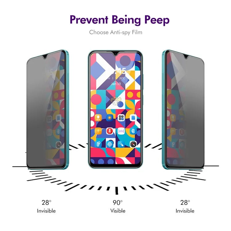 ENKAY HAT PRINCE For Xiaomi Redmi A3 Tempered Glass Screen Protector Anti-Peep Full Cover Film
