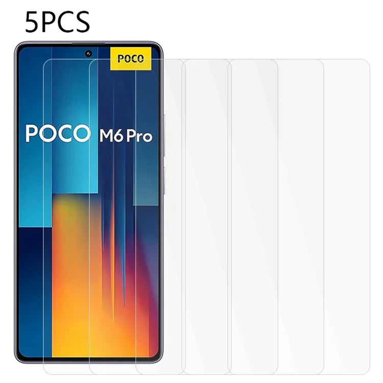 5PCS For Xiaomi Redmi Note 13 Pro 4G / Poco M6 Pro 4G 0.3mm Tempered Glass Film Screen Protector (2.5D Arc Edge)