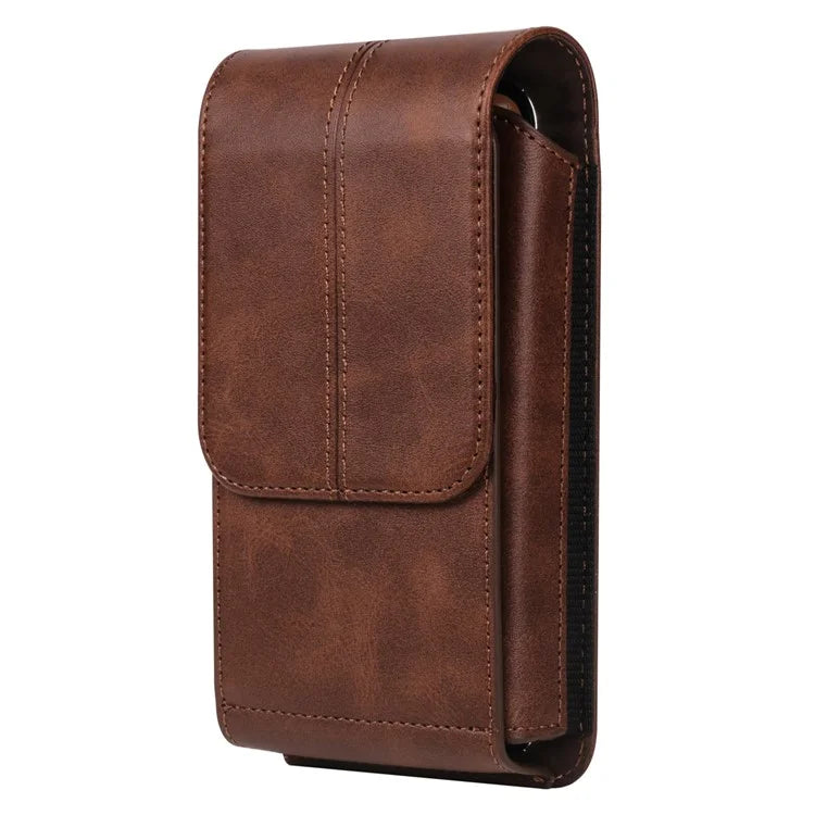 7.2 inch Leather Phone Holster Magnetic Closure Vertical Waist Cell Phone Pouch