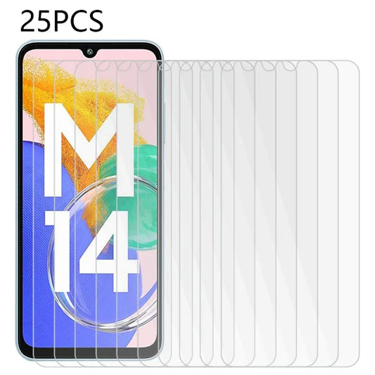 25Pcs for Samsung Galaxy M14 4G Tempered Glass Screen Protector Full Glue HD Clear Film