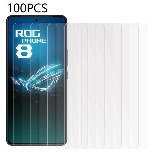100Pcs for Asus ROG Phone 8 5G / Phone 8 Pro 5G Tempered Glass Screen Protector HD Transparent