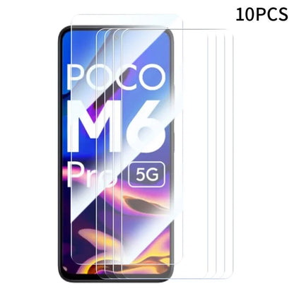 RURIHAI 10Pcs Screen Protector for Xiaomi Poco M6 Pro 5G / Redmi 12 5G (Global) Anti-Shatter 2.5D Film