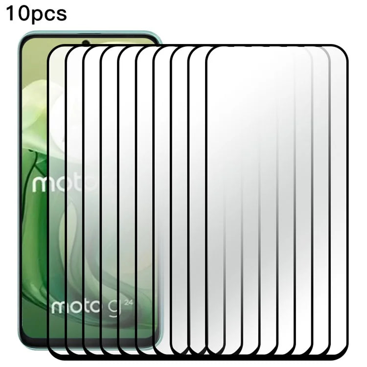 RURIHAI 10Pcs For Motorola Moto G24 4G / G04 4G / Moto G24 Power Film Secondary Hardening Full Glue Screen Protector