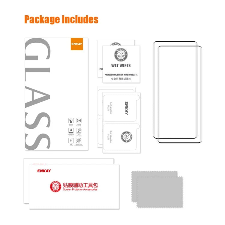 ENKAY HAT PRINCE 2PCS for Oppo Find X7 5G Tempered Glass Film 9H 3D Curved  Screen Protector