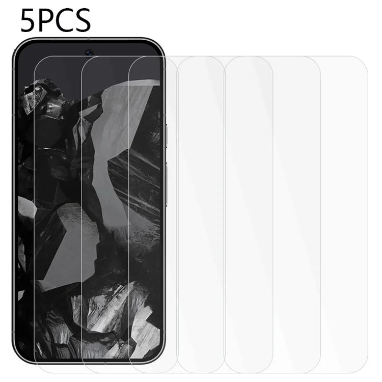 5PCS For Google Pixel 9 Pro Screen Protector 2.5D Arc Edge Tempered Glass HD Clear Film