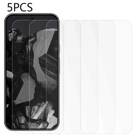 5PCS For Google Pixel 9 Pro Screen Protector 2.5D Arc Edge Tempered Glass HD Clear Film