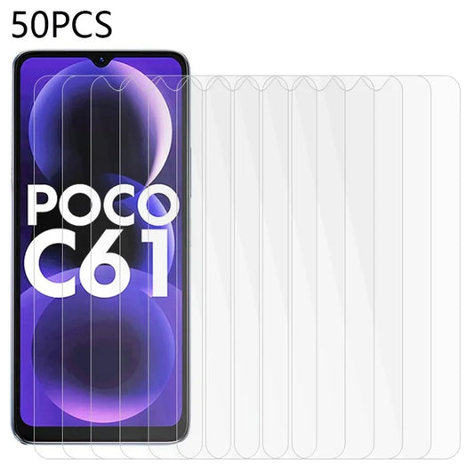 50PCS For Xiaomi Poco C61 4G Anti-explosion Tempered Glass Screen Protector 2.5D 0.3mm Ultra-thin