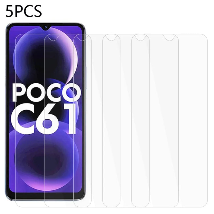 5PCS For Xiaomi Poco C61 4G Screen Protector Strong Hardness HD Clear Tempered Glass Film