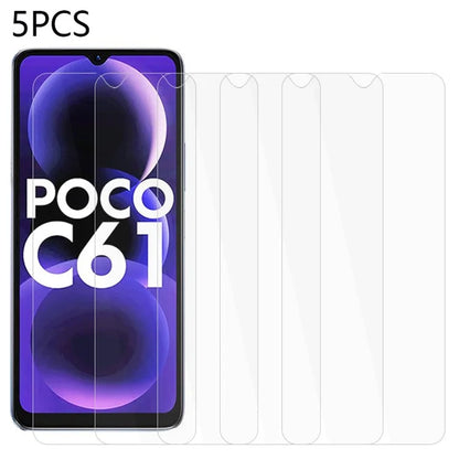 5PCS For Xiaomi Poco C61 4G Screen Protector Strong Hardness HD Clear Tempered Glass Film