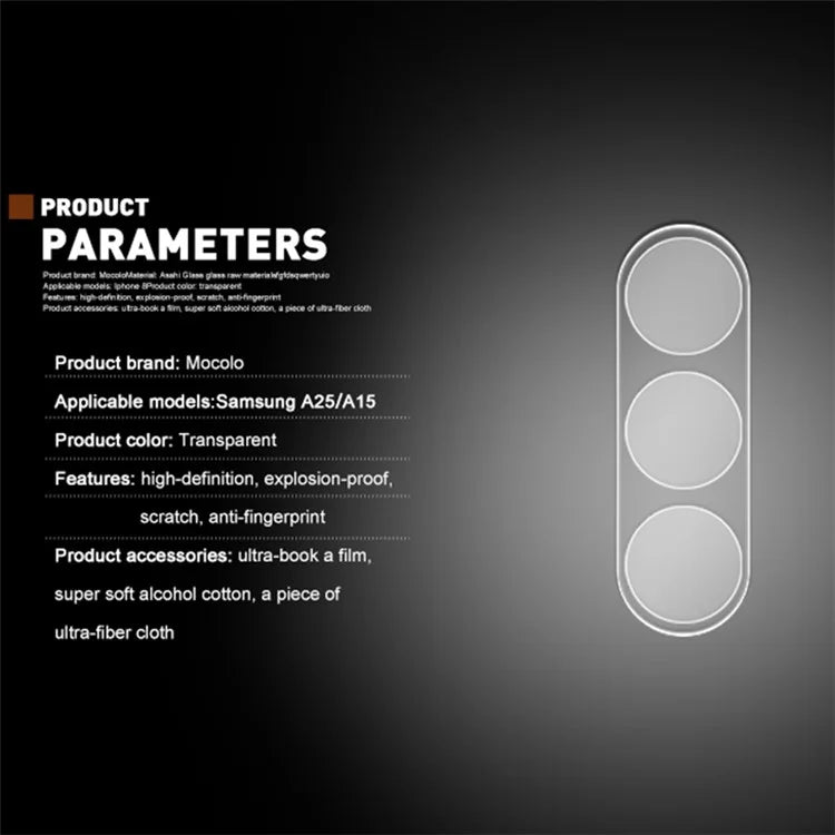 MOCOLO For Samsung Galaxy A15 4G / A15 5G Tempered Glass Camera Lens Protector Crystal Clear