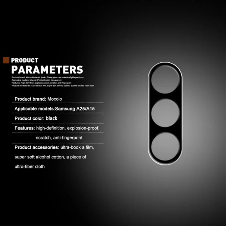 MOCOLO For Samsung Galaxy A25 5G (Global) (161.0 x 76.5 x 8.3mm) Camera Lens Protector Tempered Glass Silk Printing Lens Film