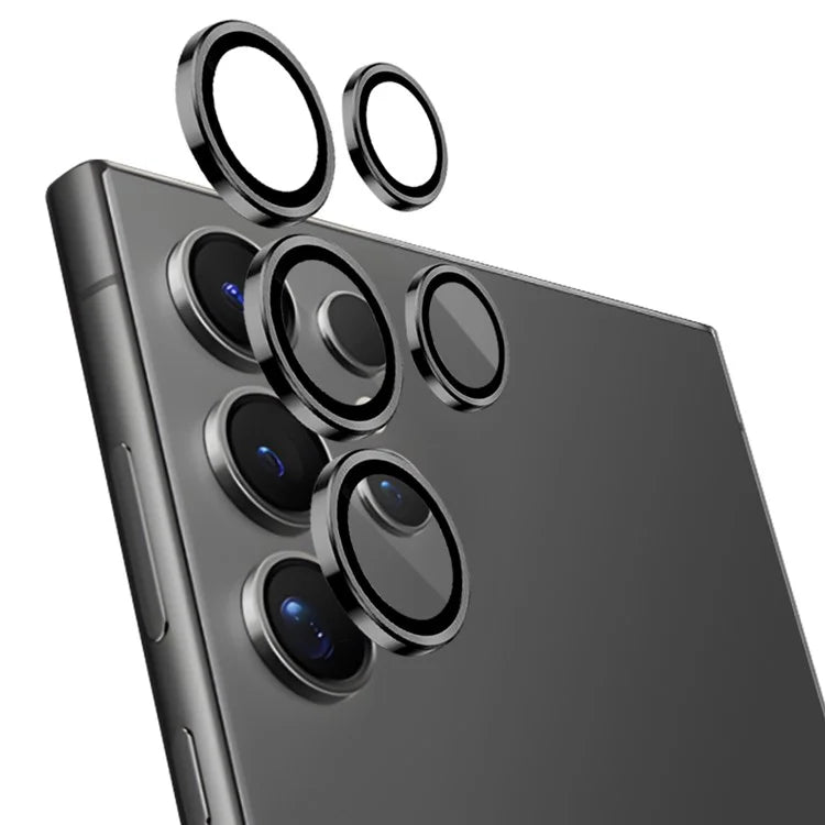 NORTHJO 1 Set For Samsung Galaxy S24 Ultra Camera Lens Film CD Vein Metal Ring + Tempered Glass Lens Film