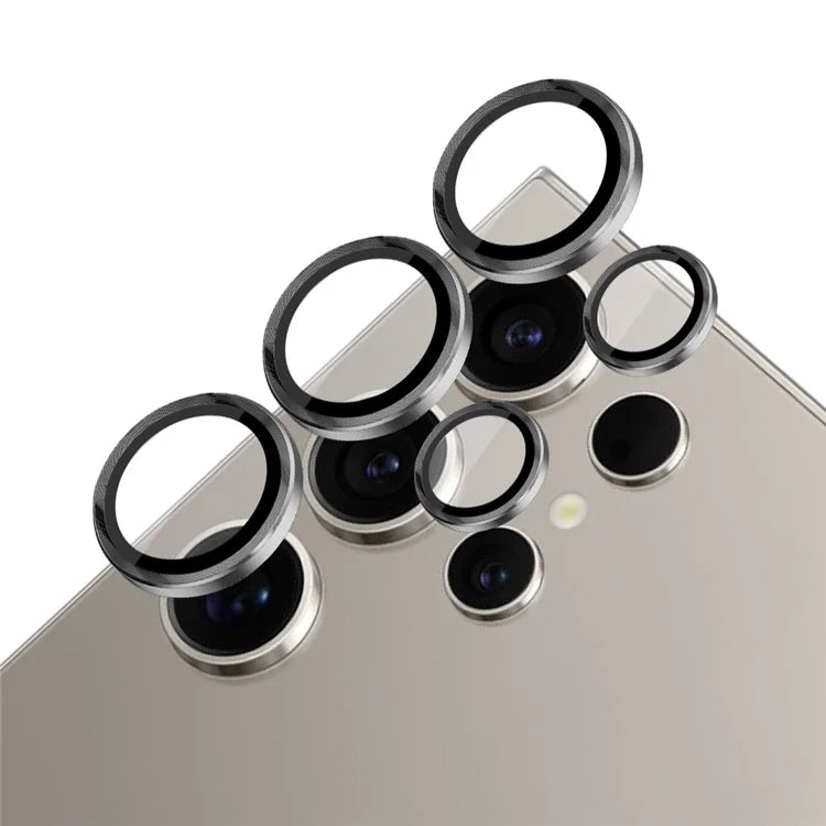 NORTHJO 1 Set For Samsung Galaxy S24 Ultra Camera Lens Film CD Vein Metal Ring + Tempered Glass Lens Film