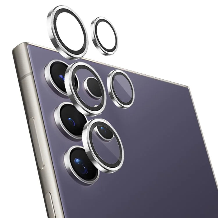 NORTHJO 1 Set For Samsung Galaxy S24 Ultra Camera Lens Film CD Vein Metal Ring + Tempered Glass Lens Film