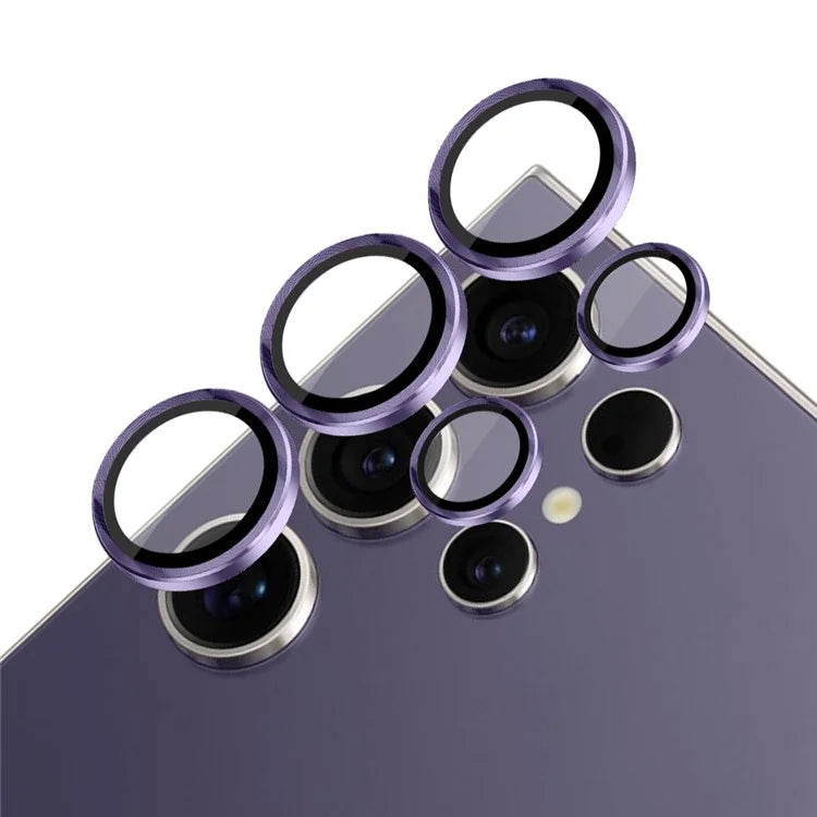 NORTHJO 1 Set For Samsung Galaxy S24 Ultra Camera Lens Film CD Vein Metal Ring + Tempered Glass Lens Film