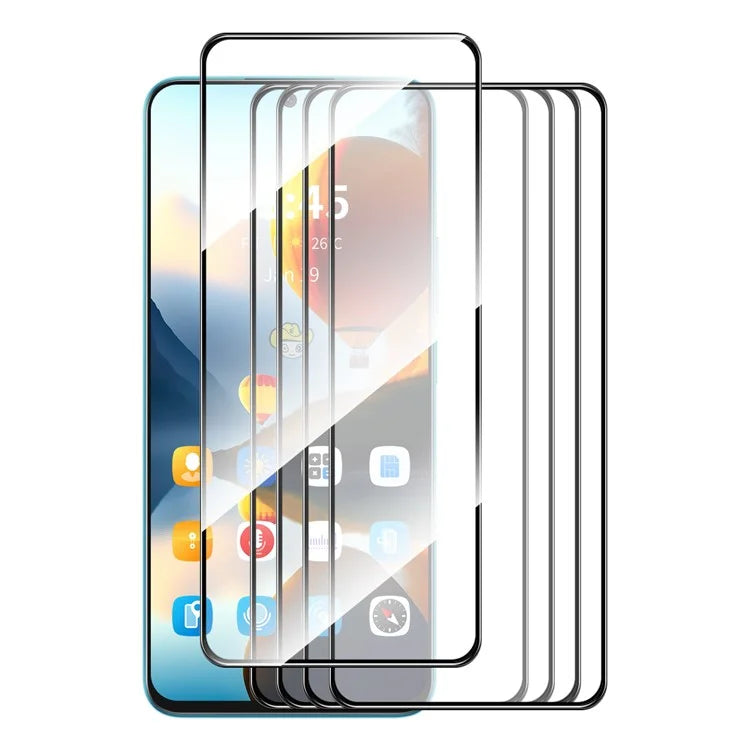 ENKAY HAT PRINCE 5Pcs for Infinix Hot 20 Play 4G Screen Protector High Aluminium-Silicon Glass 2.5D Silk Printing Film