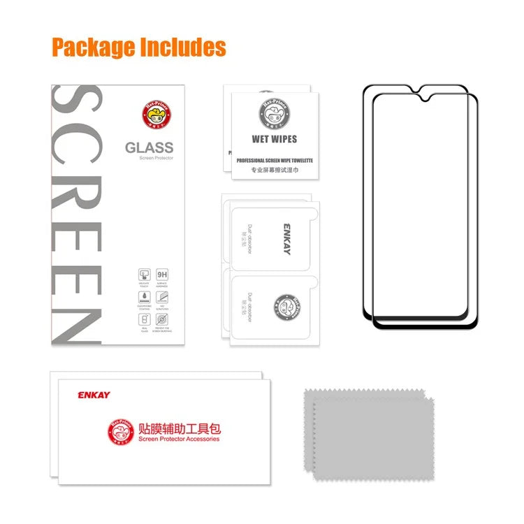 ENKAY HAT PRINCE 2Pcs for TECNO Pop 7 Pro 4G Screen Protector 9H Hardness Complete Covering Film
