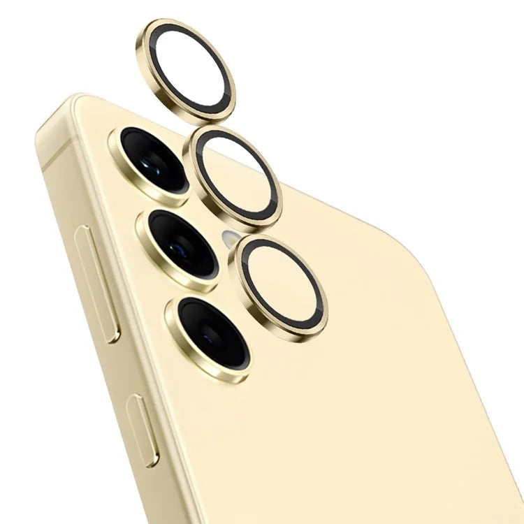 NORTHJO 1 Set For Samsung Galaxy S24 Camera Lens Film CD Vein Metal Ring + Tempered Glass Lens Film