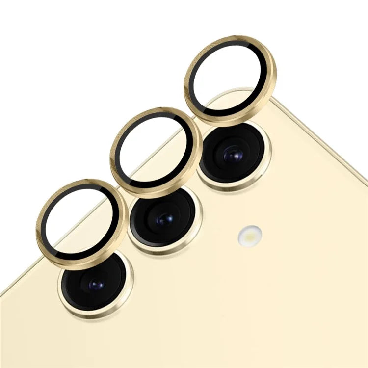 NORTHJO 1 Set For Samsung Galaxy S24 Camera Lens Film CD Vein Metal Ring + Tempered Glass Lens Film