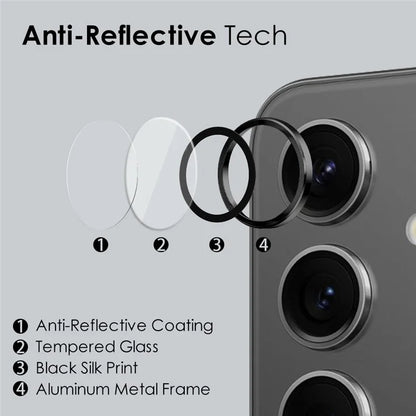 NORTHJO 1 Set For Samsung Galaxy S24+ Camera Lens Protector CD Vein Metal Ring + Tempered Glass Lens Film