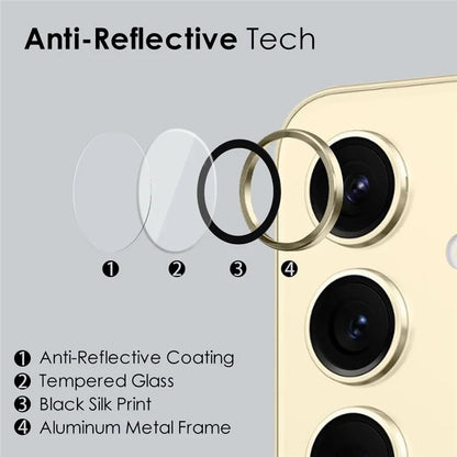NORTHJO 1 Set For Samsung Galaxy S24+ Camera Lens Protector CD Vein Metal Ring + Tempered Glass Lens Film