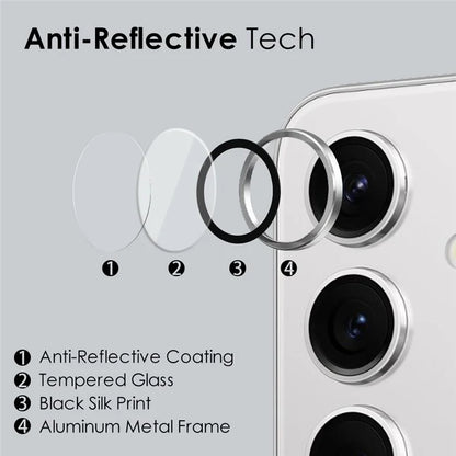 NORTHJO 1 Set For Samsung Galaxy S24+ Camera Lens Protector CD Vein Metal Ring + Tempered Glass Lens Film