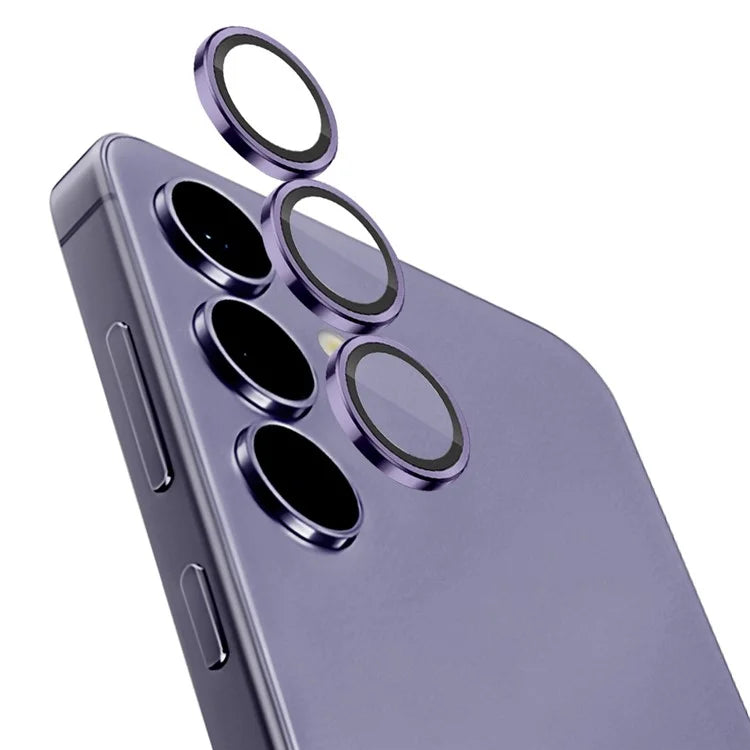 NORTHJO 1 Set For Samsung Galaxy S24+ Camera Lens Protector CD Vein Metal Ring + Tempered Glass Lens Film