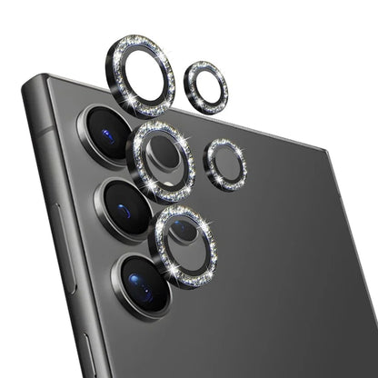 NORTHJO 1 Set For Samsung Galaxy S24 Ultra Glitter Camera Lens Protector Tempered Glass+Metal Individual Ring Cover Film