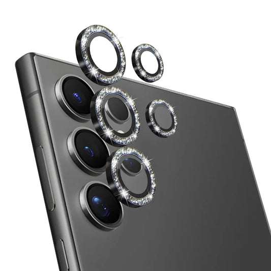 NORTHJO 1 Set For Samsung Galaxy S24 Ultra Glitter Camera Lens Protector Tempered Glass+Metal Individual Ring Cover Film