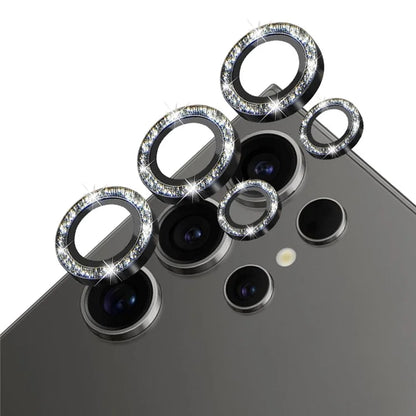 NORTHJO 1 Set For Samsung Galaxy S24 Ultra Glitter Camera Lens Protector Tempered Glass+Metal Individual Ring Cover Film