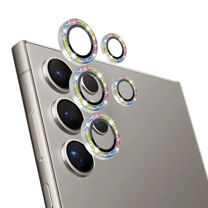 NORTHJO 1 Set For Samsung Galaxy S24 Ultra Glitter Camera Lens Protector Tempered Glass+Metal Individual Ring Cover Film