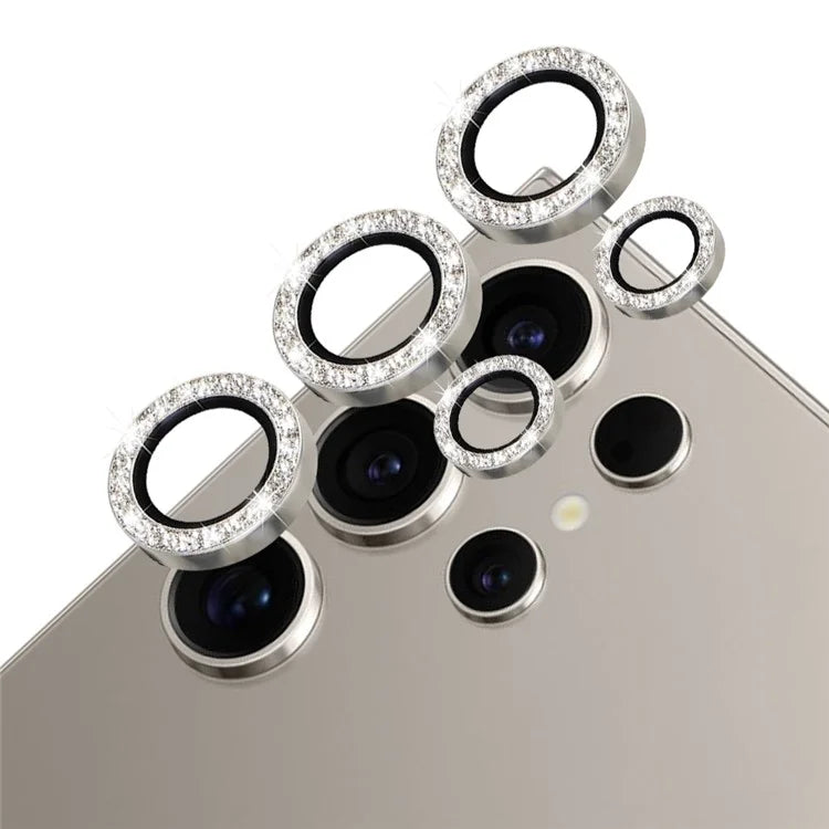 NORTHJO 1 Set For Samsung Galaxy S24 Ultra Glitter Camera Lens Protector Tempered Glass+Metal Individual Ring Cover Film