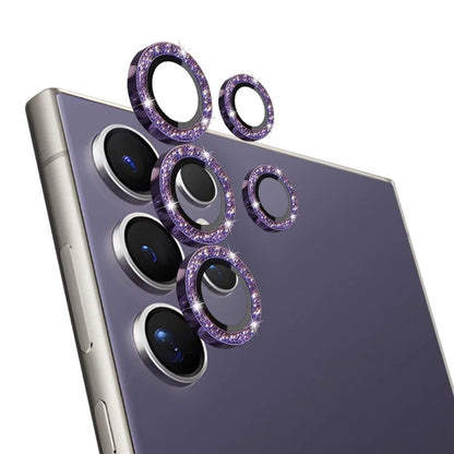 NORTHJO 1 Set For Samsung Galaxy S24 Ultra Glitter Camera Lens Protector Tempered Glass+Metal Individual Ring Cover Film