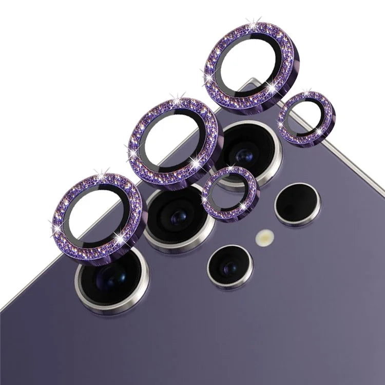 NORTHJO 1 Set For Samsung Galaxy S24 Ultra Glitter Camera Lens Protector Tempered Glass+Metal Individual Ring Cover Film