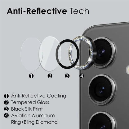 NORTHJO For Samsung Galaxy S24+ 1 Set Camera Lens Protector Glitter Metal Ring Ultra Clear Lens Film