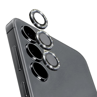 NORTHJO 1 Set For Samsung Galaxy S24 Glitter Scratch-proof Camera Lens Protector Tempered Glass+Metal Individual Ring Cover Film