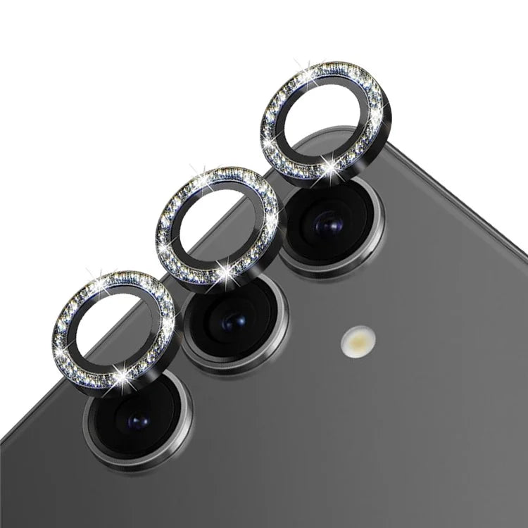 NORTHJO 1 Set For Samsung Galaxy S24 Glitter Scratch-proof Camera Lens Protector Tempered Glass+Metal Individual Ring Cover Film