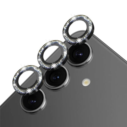 NORTHJO 1 Set For Samsung Galaxy S24 Glitter Scratch-proof Camera Lens Protector Tempered Glass+Metal Individual Ring Cover Film