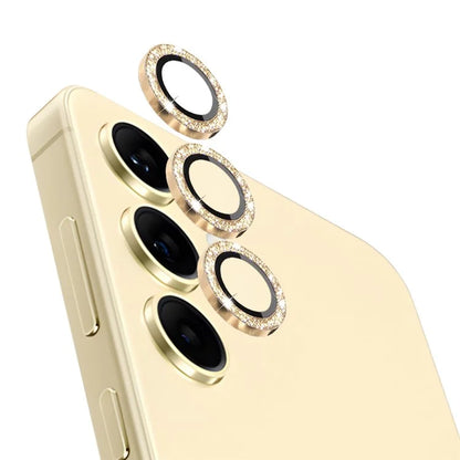 NORTHJO 1 Set For Samsung Galaxy S24 Glitter Scratch-proof Camera Lens Protector Tempered Glass+Metal Individual Ring Cover Film