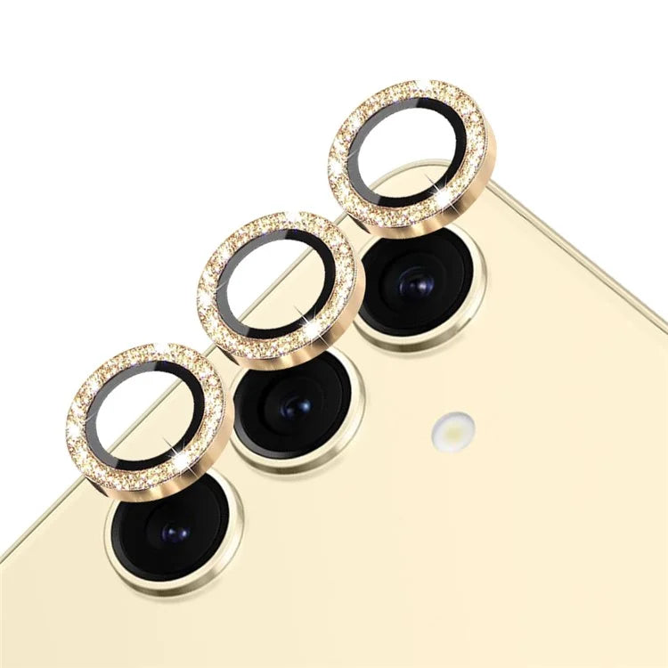 NORTHJO 1 Set For Samsung Galaxy S24 Glitter Scratch-proof Camera Lens Protector Tempered Glass+Metal Individual Ring Cover Film