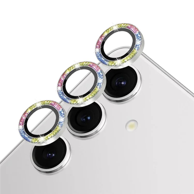 NORTHJO 1 Set For Samsung Galaxy S24 Glitter Scratch-proof Camera Lens Protector Tempered Glass+Metal Individual Ring Cover Film