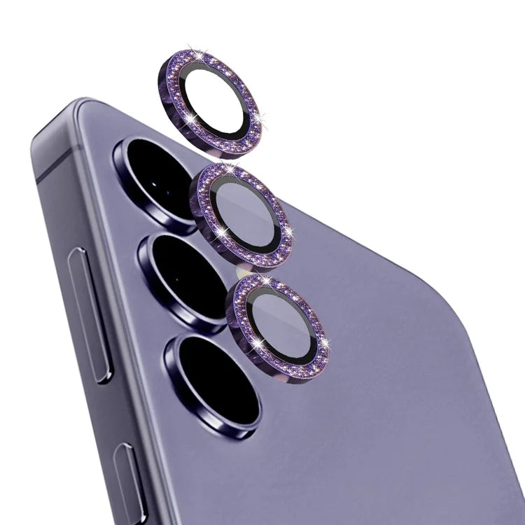 NORTHJO 1 Set For Samsung Galaxy S24 Glitter Scratch-proof Camera Lens Protector Tempered Glass+Metal Individual Ring Cover Film
