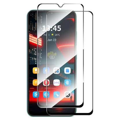 ENKAY HAT PRINCE 2Pcs for itel Vision 2s Screen Protector Clear High Aluminium-Silicon Glass Film with Black Edge
