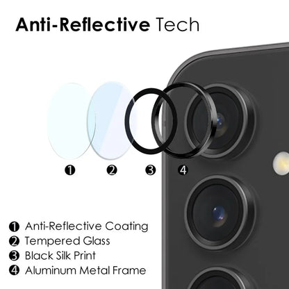 NORTHJO 1 Set For Samsung Galaxy S23 FE Camera Lens Protector Tempered Glass Rear Lens Film with CD Vein Metal Ring
