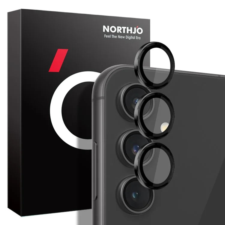 NORTHJO 1 Set For Samsung Galaxy S23 FE Camera Lens Protector Tempered Glass Rear Lens Film with CD Vein Metal Ring