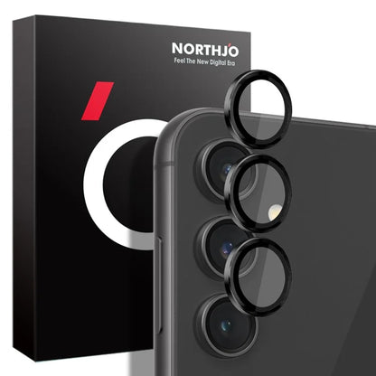 NORTHJO 1 Set For Samsung Galaxy S23 FE Camera Lens Protector Tempered Glass Rear Lens Film with CD Vein Metal Ring