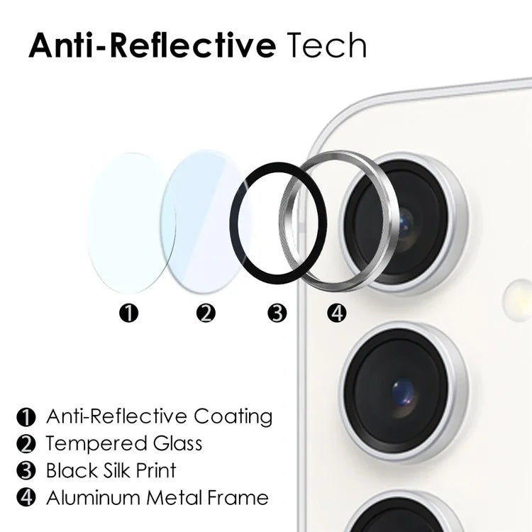 NORTHJO 1 Set For Samsung Galaxy S23 FE Camera Lens Protector Tempered Glass Rear Lens Film with CD Vein Metal Ring