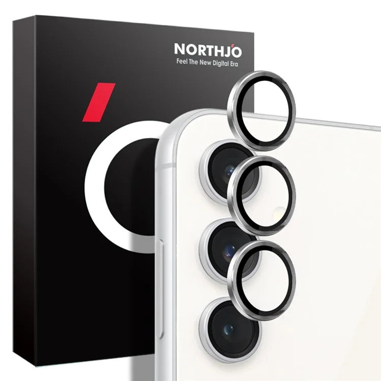 NORTHJO 1 Set For Samsung Galaxy S23 FE Camera Lens Protector Tempered Glass Rear Lens Film with CD Vein Metal Ring